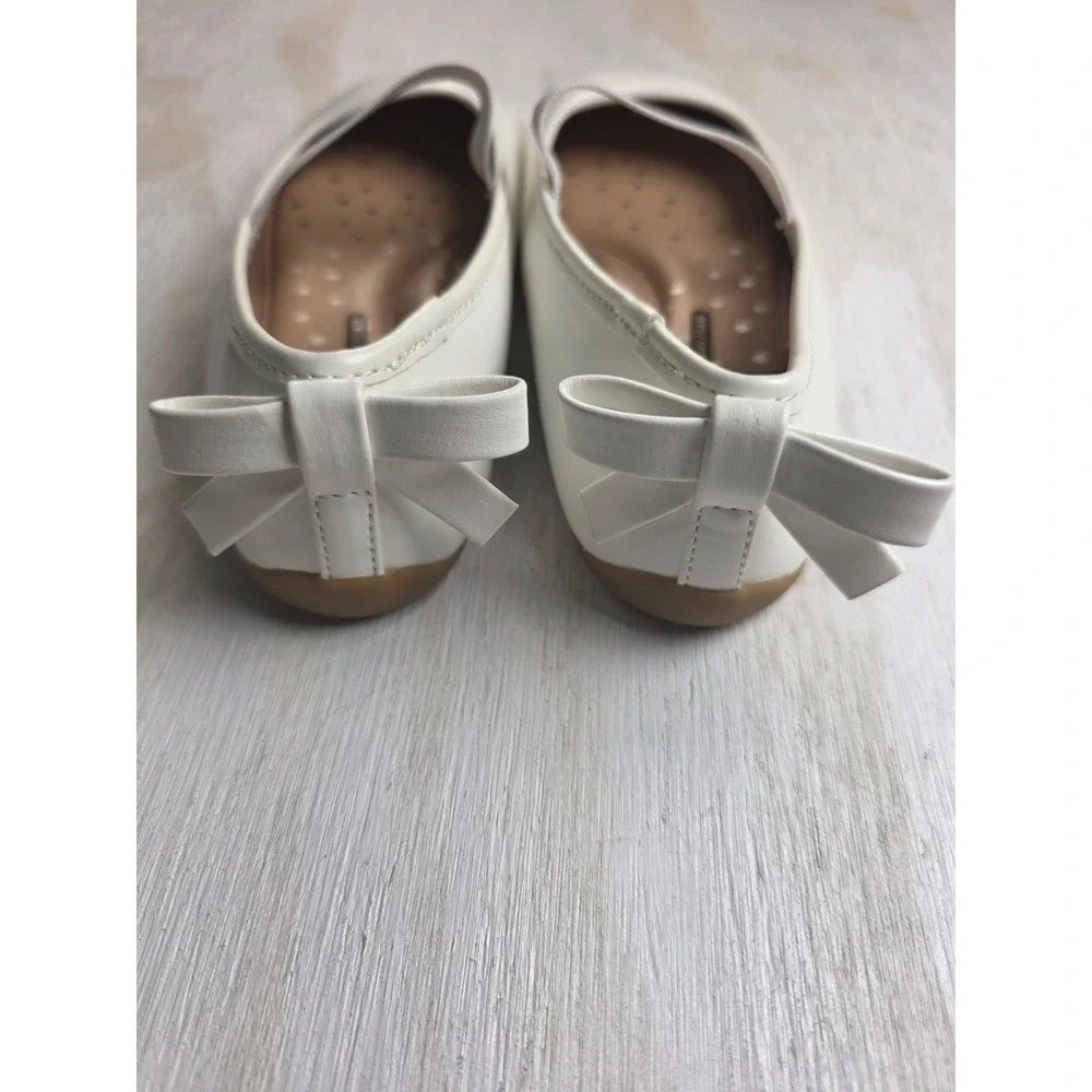 Wonder Nation Girls White Ballet Flats Bow Memory Foam Size 13 Classic Dress
